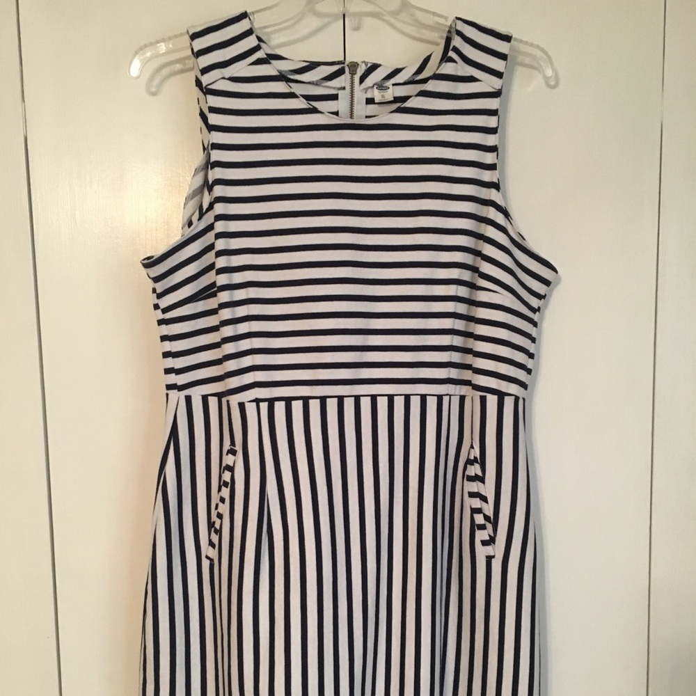 Navy and white striped dress